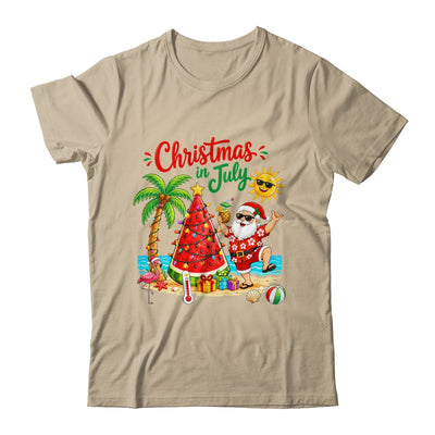 Christmas In July Watermelon Xmas Tree Santa Beach Summer Shirt & Hoodie | teecentury