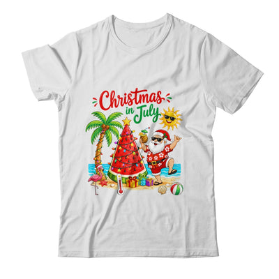 Christmas In July Watermelon Xmas Tree Santa Beach Summer Shirt & Hoodie | teecentury
