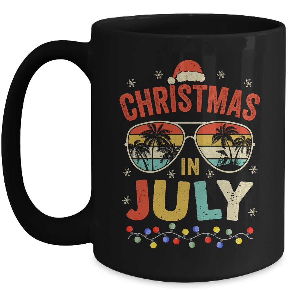 Christmas In July With Vintage Sunglasses For Summer Xmas Mug | teecentury
