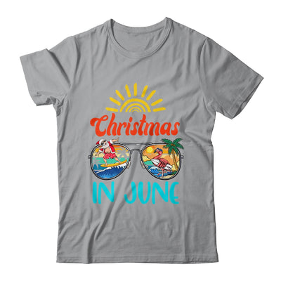 Christmas In June Sunglasses Santa Flamingo Summer Vacation Shirt & Tank Top | teecentury