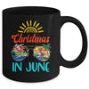 Christmas In June Sunglasses Santa Flamingo Summer Vacation Mug | teecentury