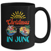 Christmas In June Sunglasses Santa Flamingo Summer Vacation Mug | teecentury