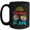 Christmas In June Sunglasses Santa Flamingo Summer Vacation Mug | teecentury