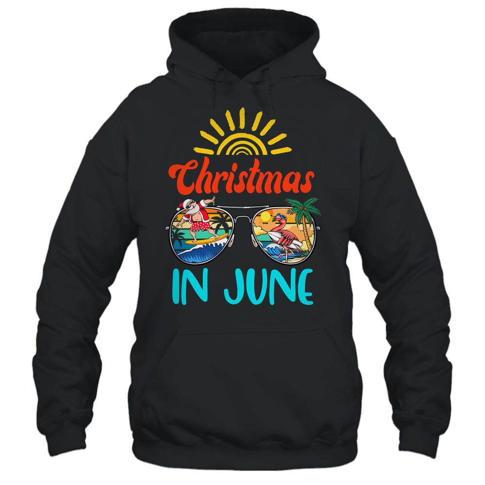 Christmas In June Sunglasses Santa Flamingo Summer Vacation Shirt & Tank Top | teecentury