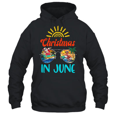 Christmas In June Sunglasses Santa Flamingo Summer Vacation Shirt & Tank Top | teecentury