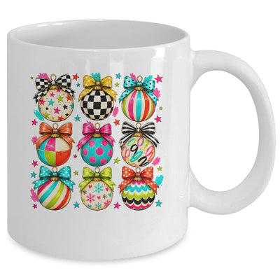 Christmas Ornament Preppy Coquette Bow Graphic Retro Holiday Mug | teecentury