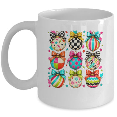 Christmas Ornament Preppy Coquette Bow Graphic Retro Holiday Mug | teecentury