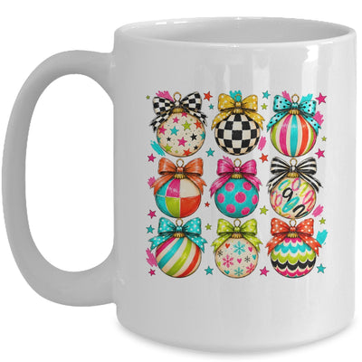 Christmas Ornament Preppy Coquette Bow Graphic Retro Holiday Mug | teecentury