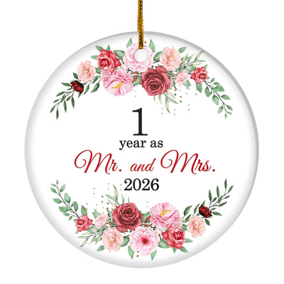Christmas Ornaments Gifts For Couples Husband Wife Holiday 1st Wedding Anniversary 1 Year As Mr & Mrs 2025 Decoration Christmas Tree Ornament | teecentury