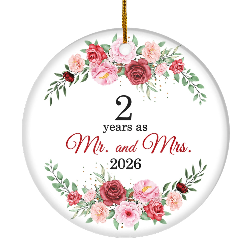 Christmas Ornaments Gifts For Couples Husband Wife Holiday 2nd Wedding Anniversary 2 Years As Mr & Mrs 2025 Decoration Christmas Tree Ornament | teecentury