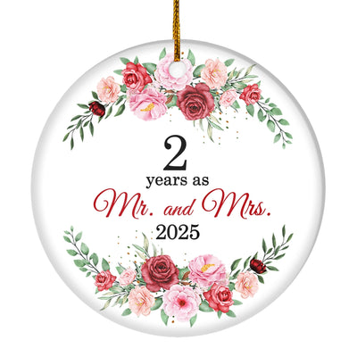 Christmas Ornaments Gifts For Couples Husband Wife Holiday 2nd Wedding Anniversary 2 Years As Mr & Mrs 2025 Decoration Christmas Tree Ornament | teecentury