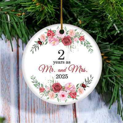 Christmas Ornaments Gifts For Couples Husband Wife Holiday 2nd Wedding Anniversary 2 Years As Mr & Mrs 2025 Decoration Christmas Tree Ornament | teecentury