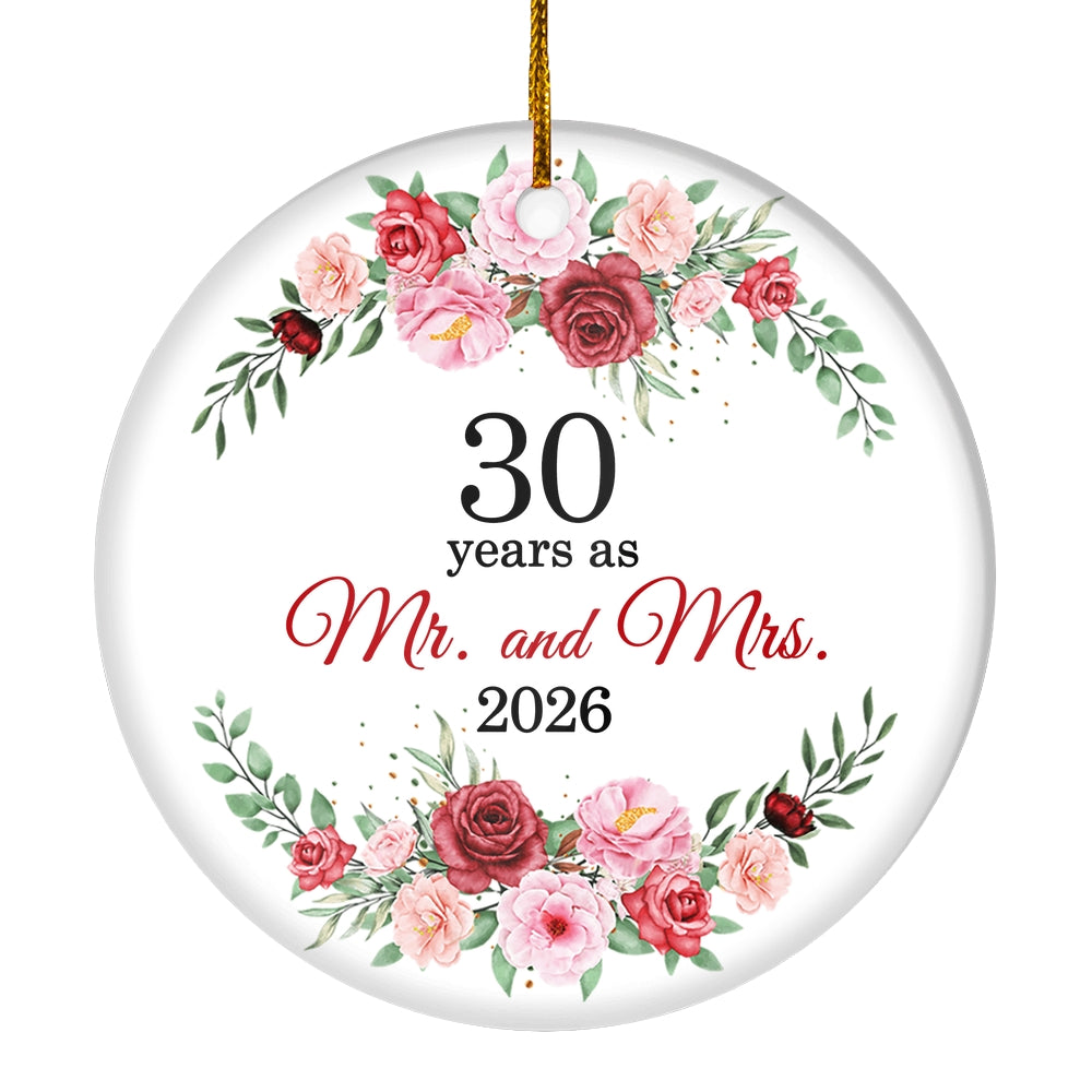 Christmas Ornaments Gifts For Couples Husband Wife Holiday 30th Wedding Anniversary 30 Years As Mr & Mrs 2025 Decoration Christmas Tree Ornament | teecentury
