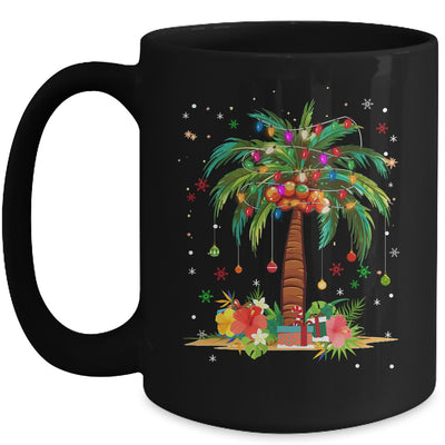 Christmas Palm Tree Light Hawaiian Tropical Xmas Mug | teecentury