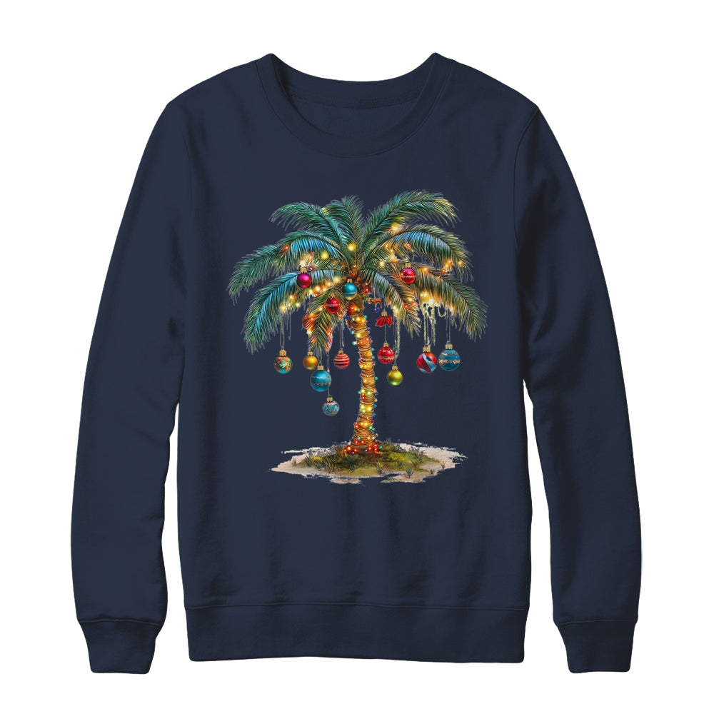 Christmas Palm Tree Women Funny Hawaiian Beach Tropical Xmas Shirt & Sweatshirt | teecentury