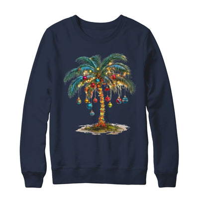 Christmas Palm Tree Women Funny Hawaiian Beach Tropical Xmas Shirt & Sweatshirt | teecentury