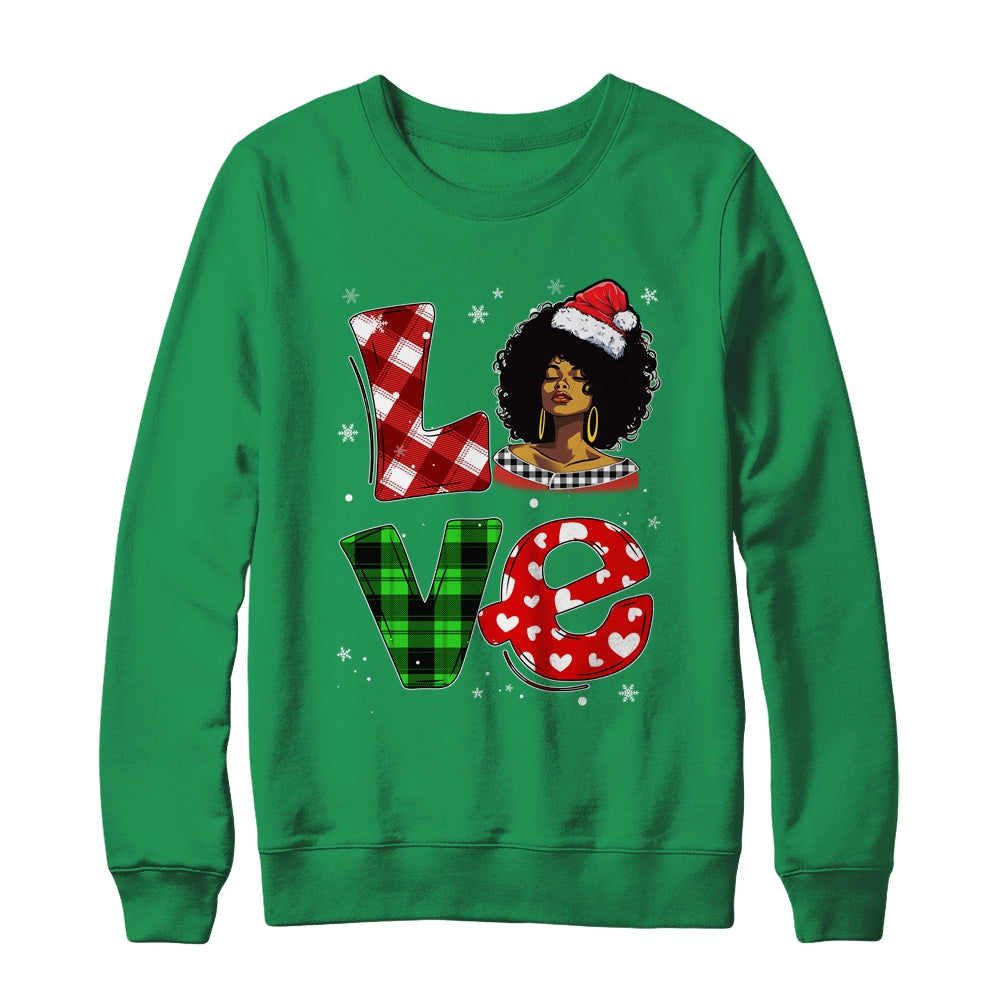 Christmas Santa Hat Black African Girl American Afro Melanin Shirt & Sweatshirt | teecentury