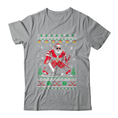 Christmas Santa Hockey Goalie Ugly Christmas Hockey Player Shirt & Sweatshirt | teecentury