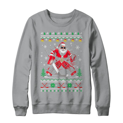 Christmas Santa Hockey Goalie Ugly Christmas Hockey Player Shirt & Sweatshirt | teecentury