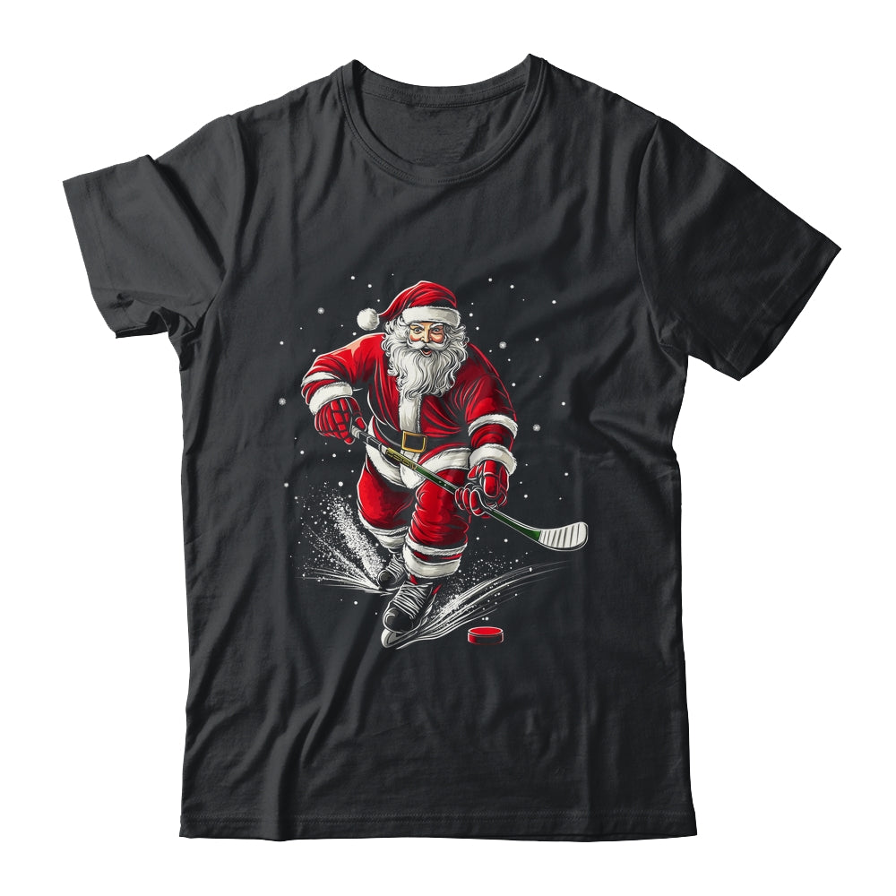 Christmas Sports Santa Playing Ice Hockey Xmas Men Women Shirt & Sweatshirt | teecentury