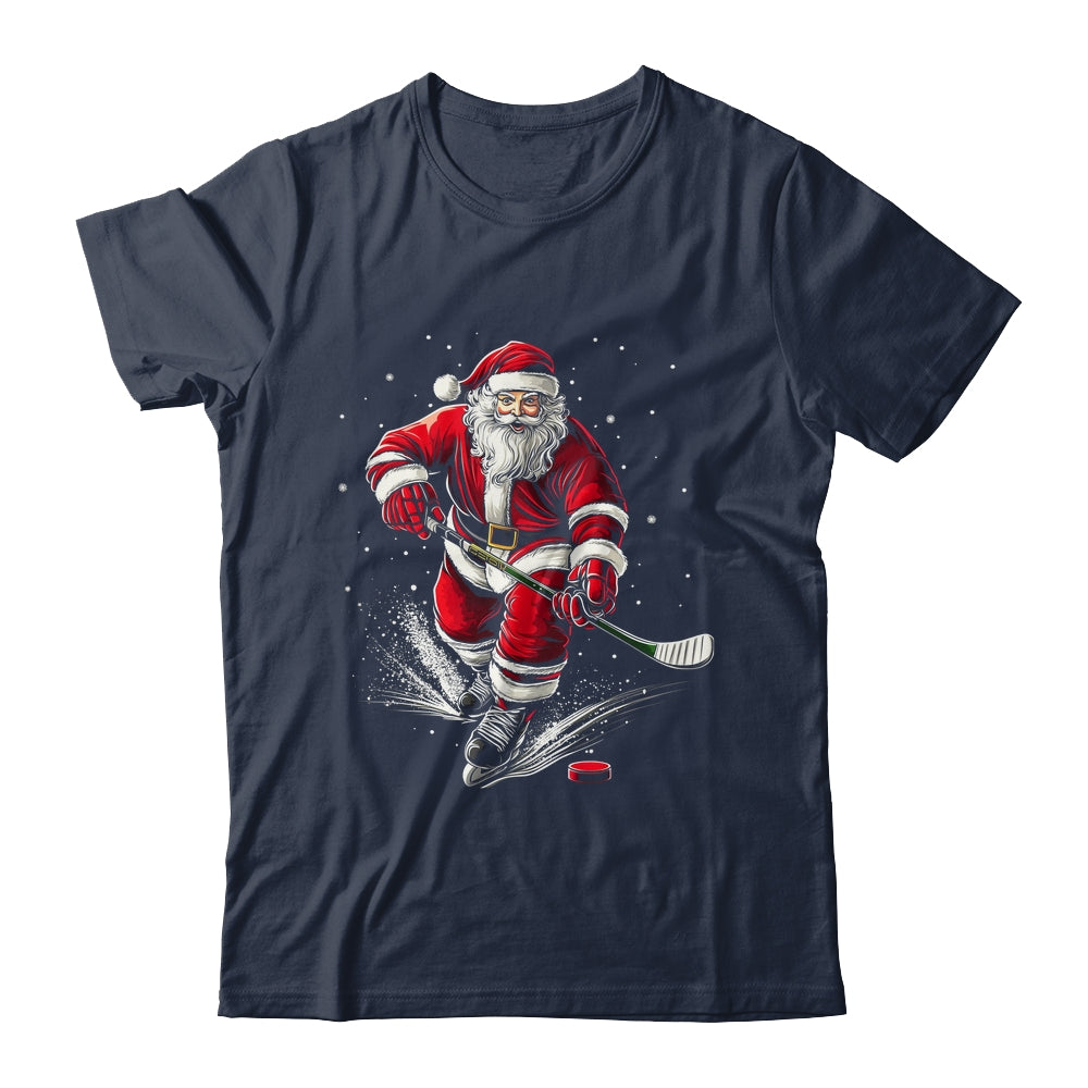 Christmas Sports Santa Playing Ice Hockey Xmas Men Women Shirt & Sweatshirt | teecentury