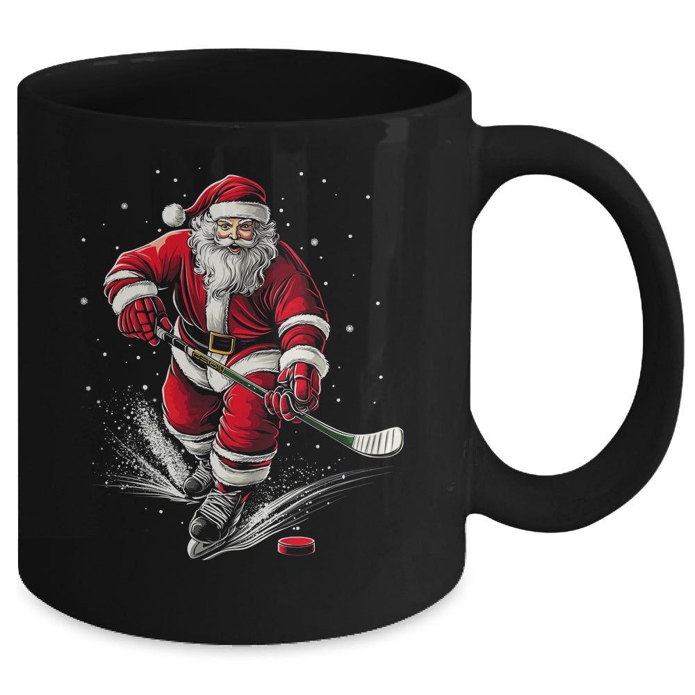 Christmas Sports Santa Playing Ice Hockey Xmas Men Women Mug | teecentury