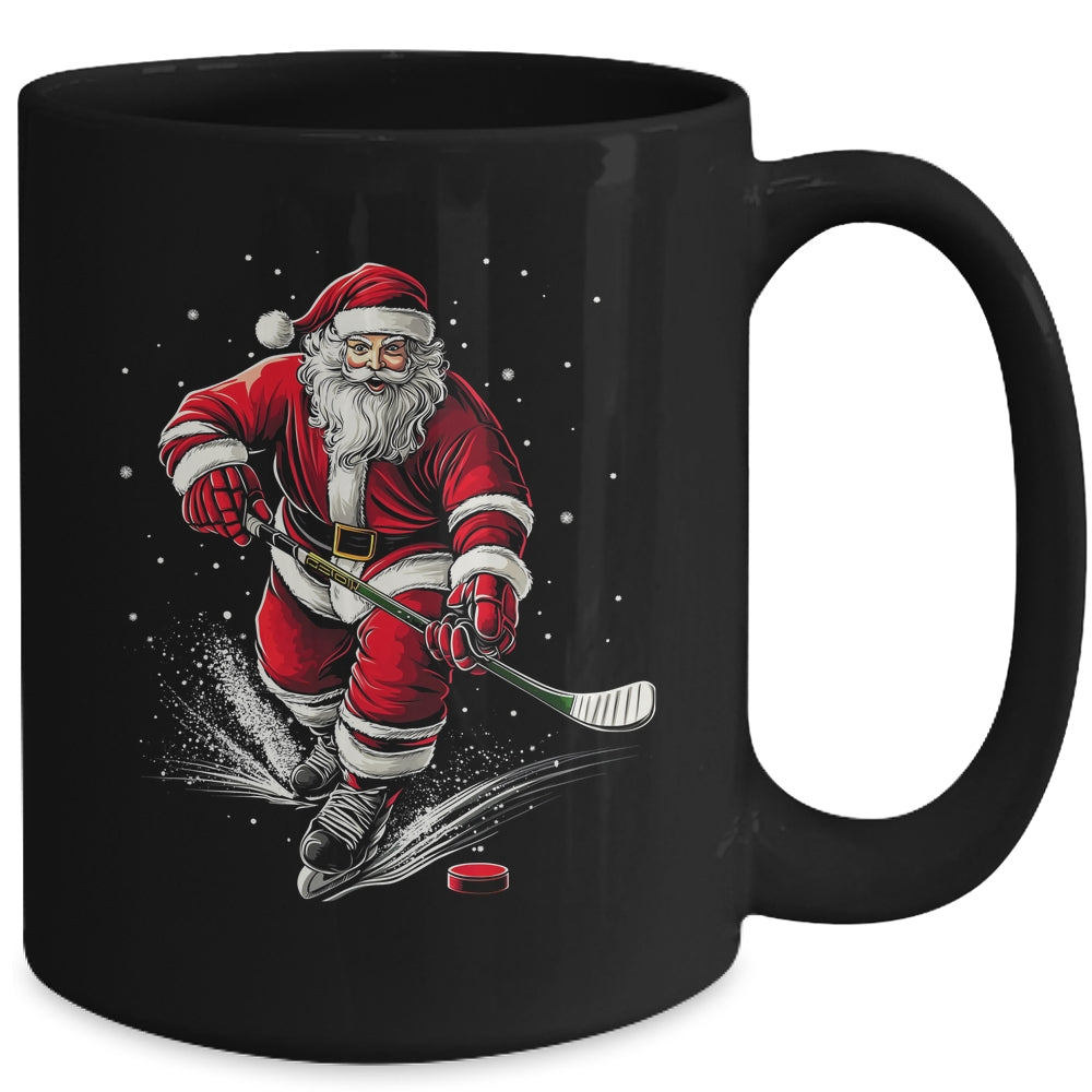 Christmas Sports Santa Playing Ice Hockey Xmas Men Women Mug | teecentury
