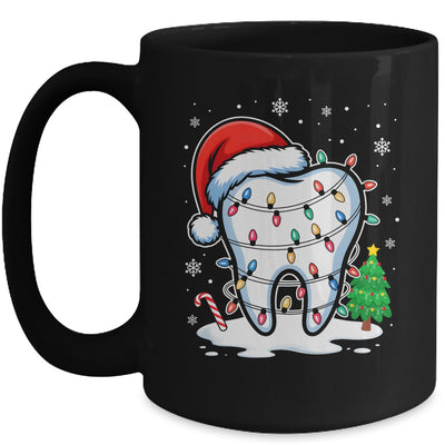 Christmas Teeth Dentist Dental Xmas Lights Santa Hat Holiday Mug | teecentury