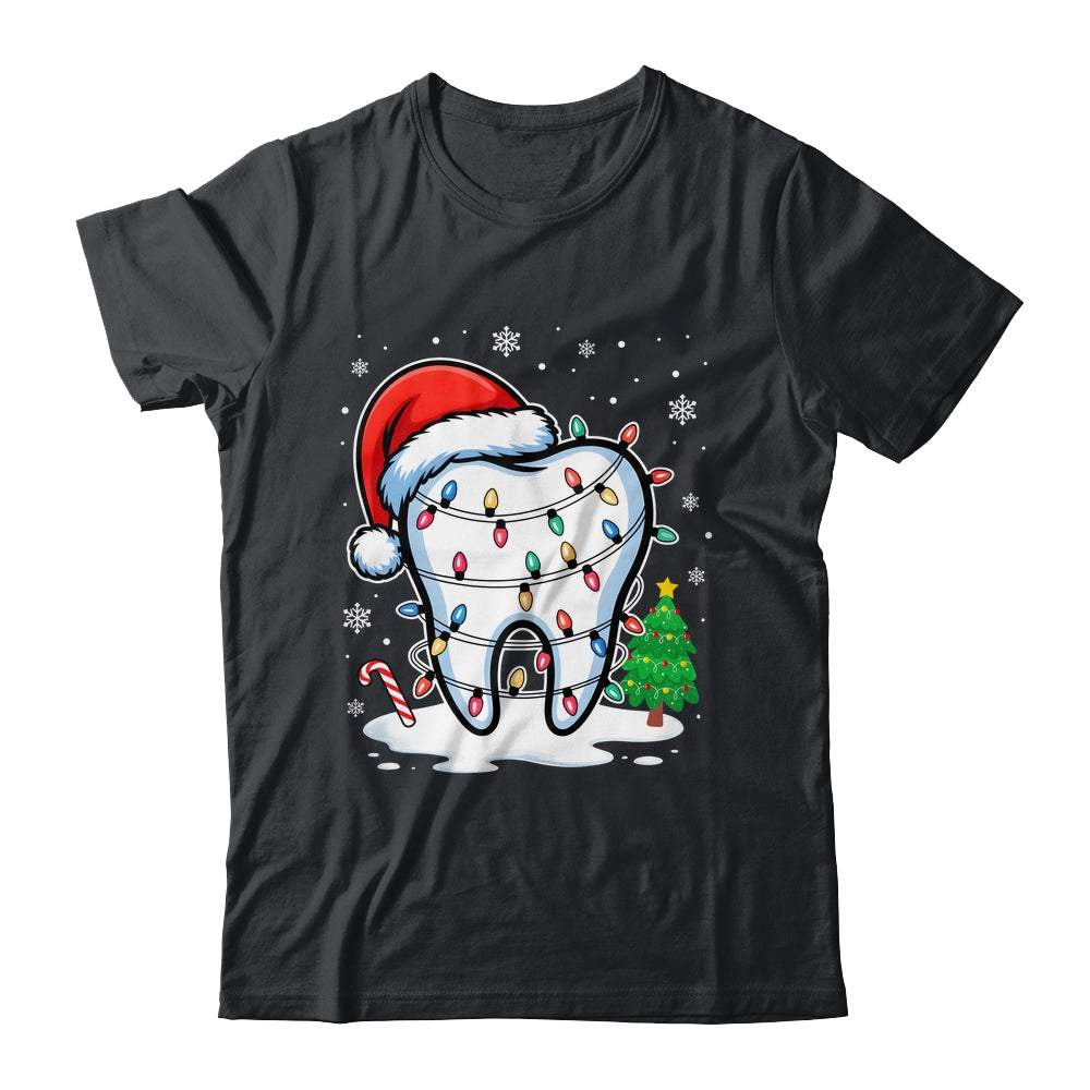 Christmas Teeth Dentist Dental Xmas Lights Santa Hat Holiday Shirt & Sweatshirt | teecentury