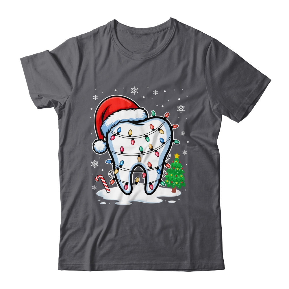 Christmas Teeth Dentist Dental Xmas Lights Santa Hat Holiday Shirt & Sweatshirt | teecentury