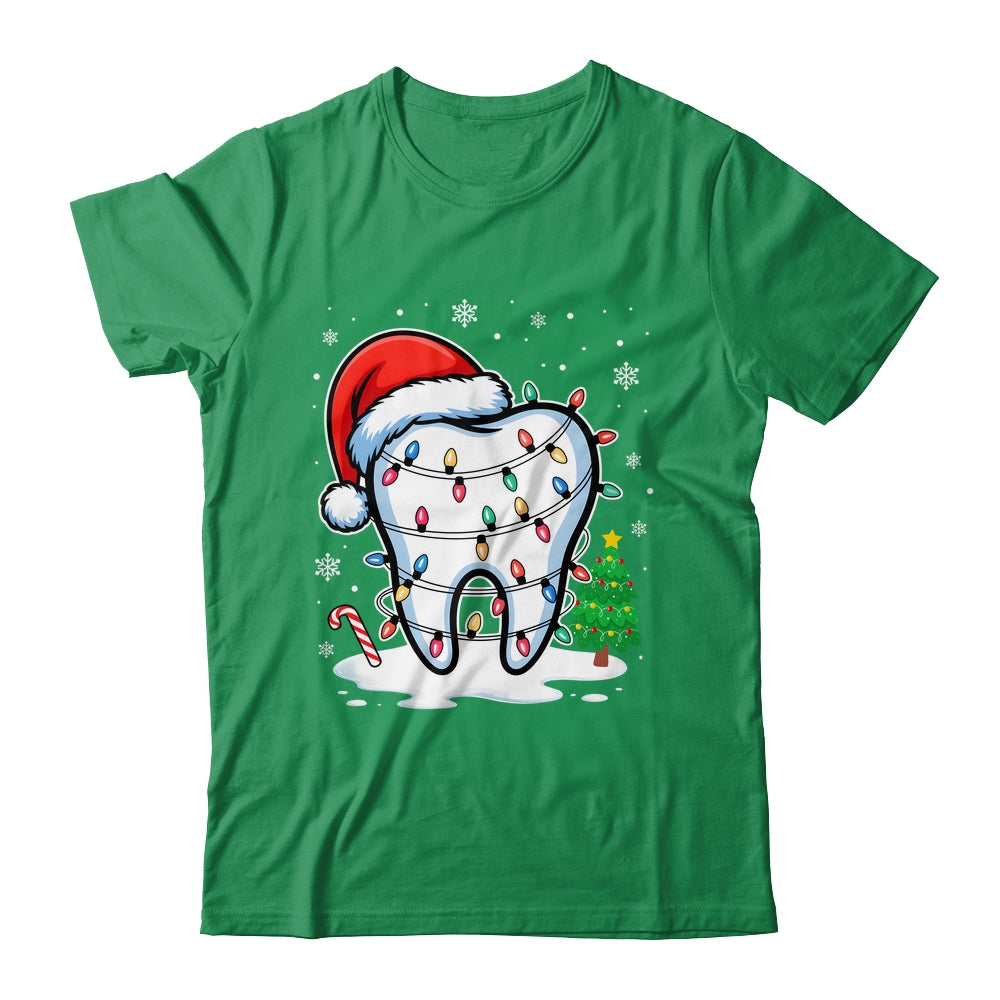 Christmas Teeth Dentist Dental Xmas Lights Santa Hat Holiday Shirt & Sweatshirt | teecentury