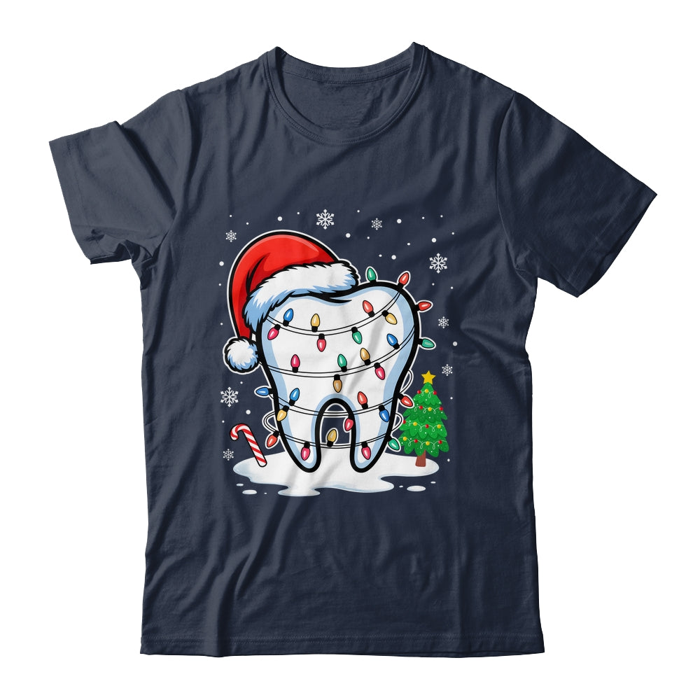 Christmas Teeth Dentist Dental Xmas Lights Santa Hat Holiday Shirt & Sweatshirt | teecentury