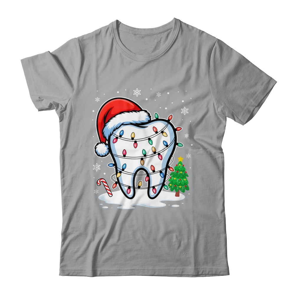 Christmas Teeth Dentist Dental Xmas Lights Santa Hat Holiday Shirt & Sweatshirt | teecentury