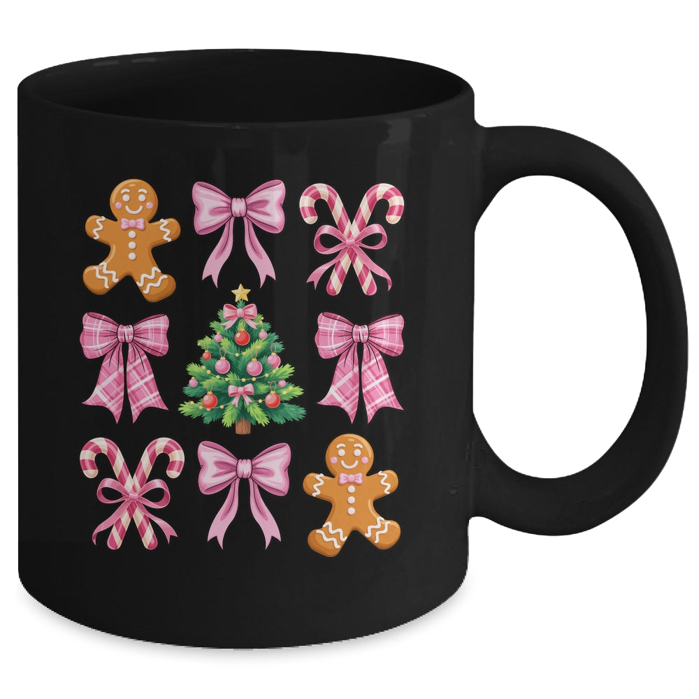 Christmas Tree Gingerbread Man Coquette Bow Xmas Girls Kids Mug | teecentury
