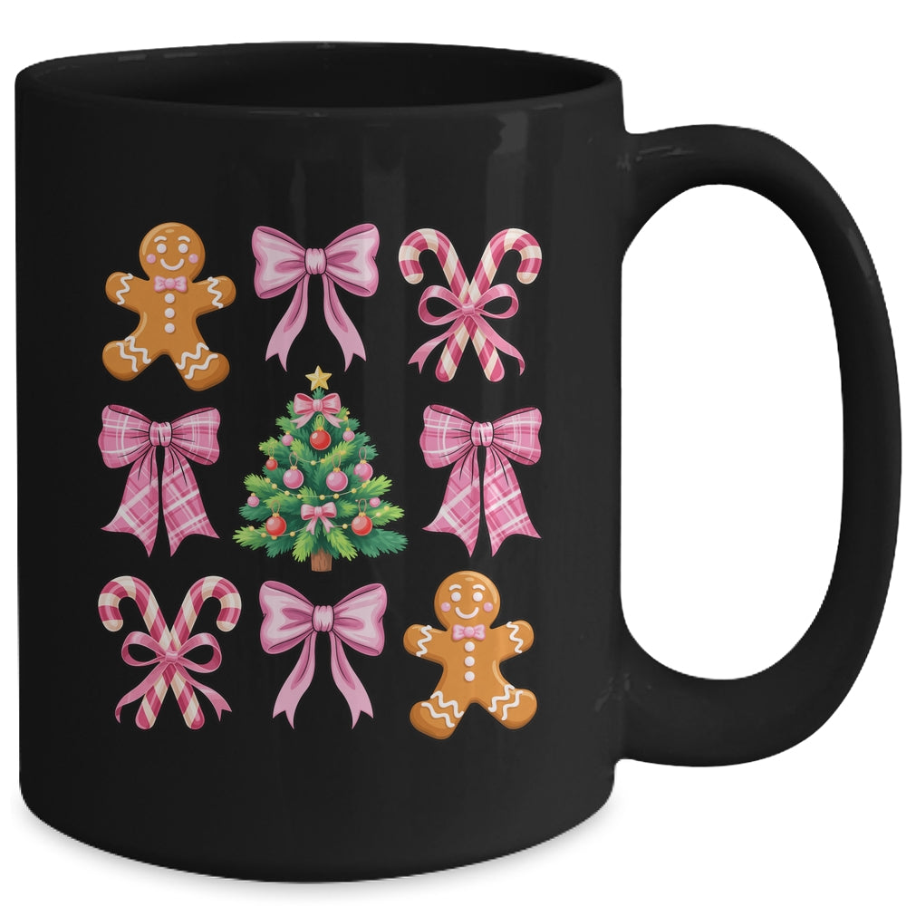 Christmas Tree Gingerbread Man Coquette Bow Xmas Girls Kids Mug | teecentury
