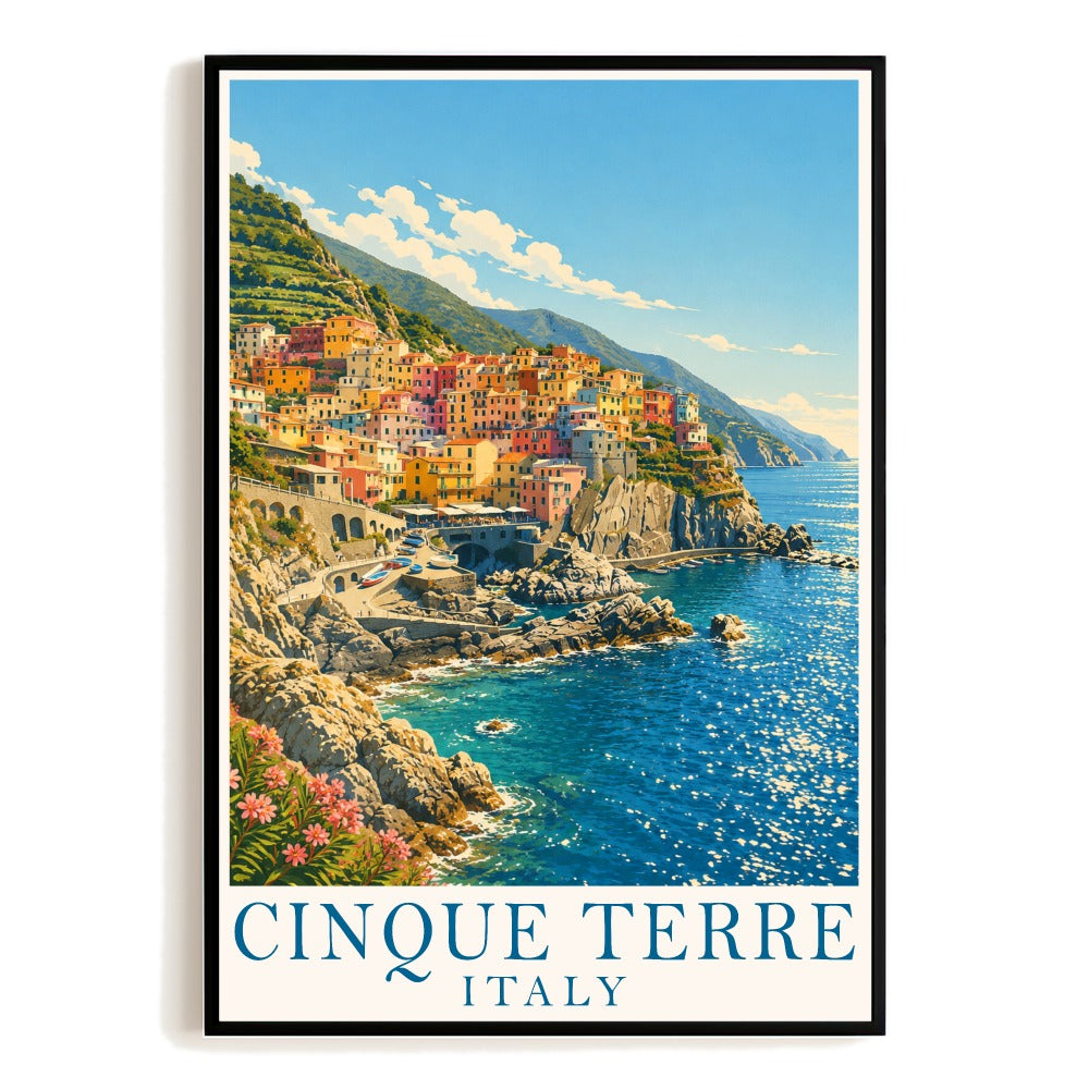 Cinque Terre Italy Travel Poster Vintage Coastal Village Landscape Wall Art Print Painting Souvenir For Home Living Room Office Bedroom Decor Unframed | teecentury