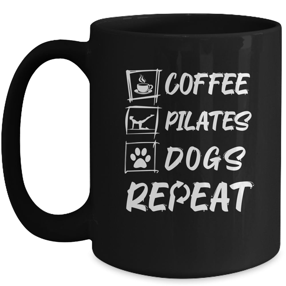 Coffee Pilates Dogs Repeat Pilates Art For Girl Women Mug | teecentury