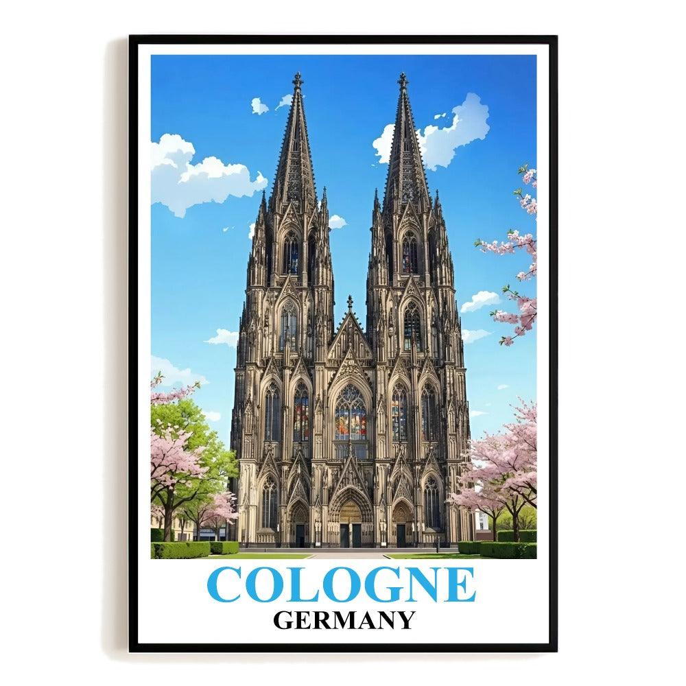 Cologne Germany Vintage Travel Poster Kölner Dom Cathedral Architecture Art Print Souvenir Wall Landscape Painting Ideal For Office Living Room Bedroom Decor Unframed | teecentury