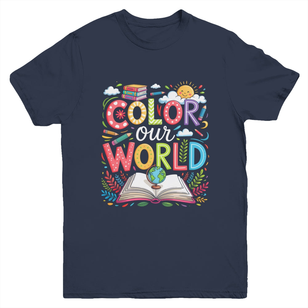 Color Our World Book Reading Program 2025 Summer Reading Youth Shirt | teecentury