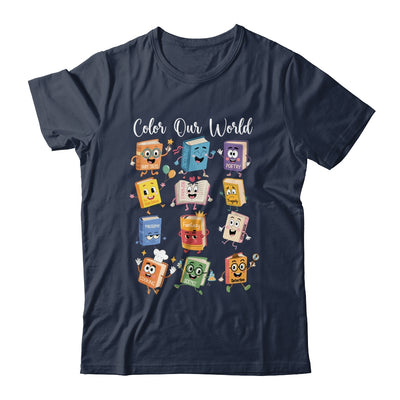 Color Our World Summer Reading 2025 Librarian Teacher Kids Shirt & Hoodie | teecentury