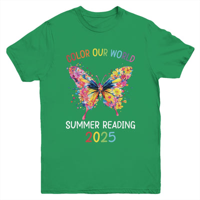 Color Our World Summer Reading Program 2025 Butterfly Youth Shirt | teecentury