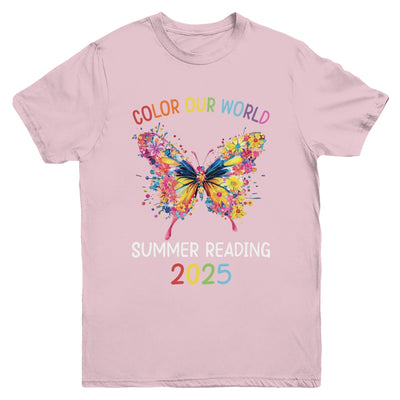 Color Our World Summer Reading Program 2025 Butterfly Youth Shirt | teecentury