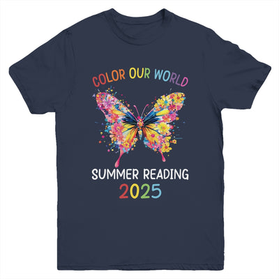 Color Our World Summer Reading Program 2025 Butterfly Youth Shirt | teecentury