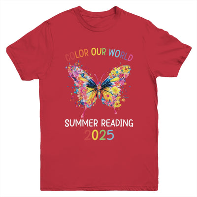 Color Our World Summer Reading Program 2025 Butterfly Youth Shirt | teecentury
