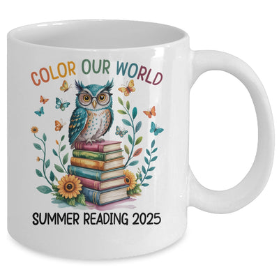 Color Our World Summer Reading Program 2025 Owl Teacher Mug | teecentury
