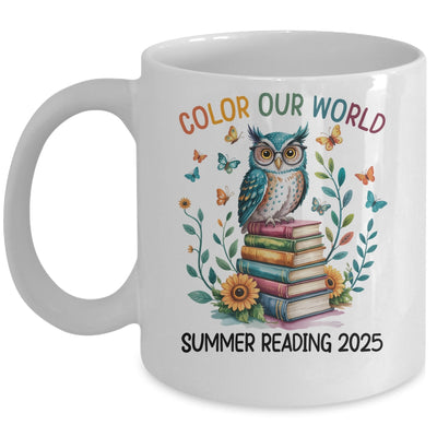 Color Our World Summer Reading Program 2025 Owl Teacher Mug | teecentury