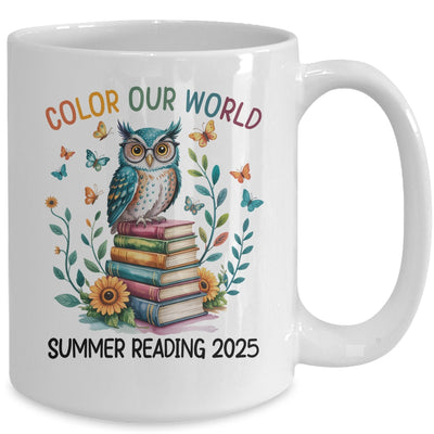 Color Our World Summer Reading Program 2025 Owl Teacher Mug | teecentury
