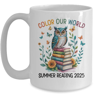 Color Our World Summer Reading Program 2025 Owl Teacher Mug | teecentury