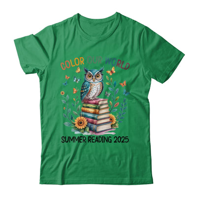 Color Our World Summer Reading Program 2025 Owl Teacher Shirt & Hoodie | teecentury