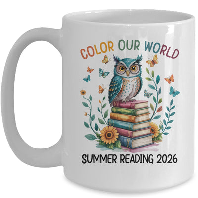 Color Our World Summer Reading Program 2026 Owl Teacher Mug | teecentury
